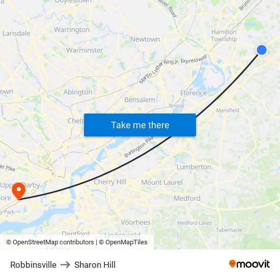 Robbinsville to Sharon Hill map