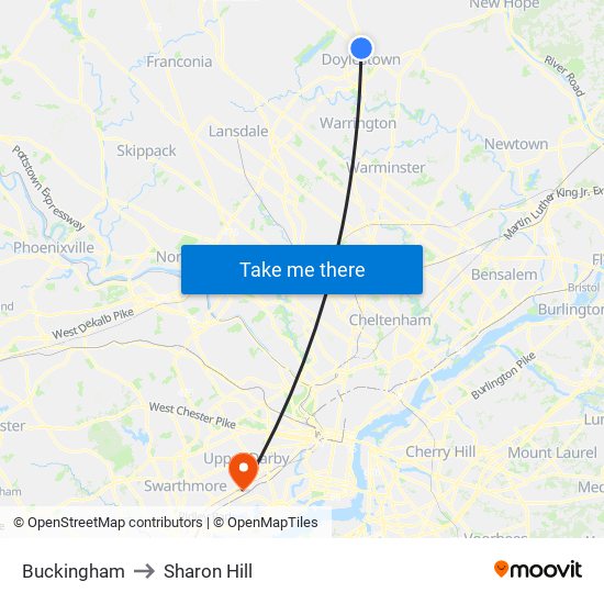 Buckingham to Sharon Hill map