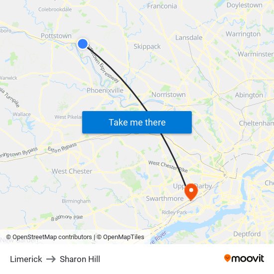 Limerick to Sharon Hill map