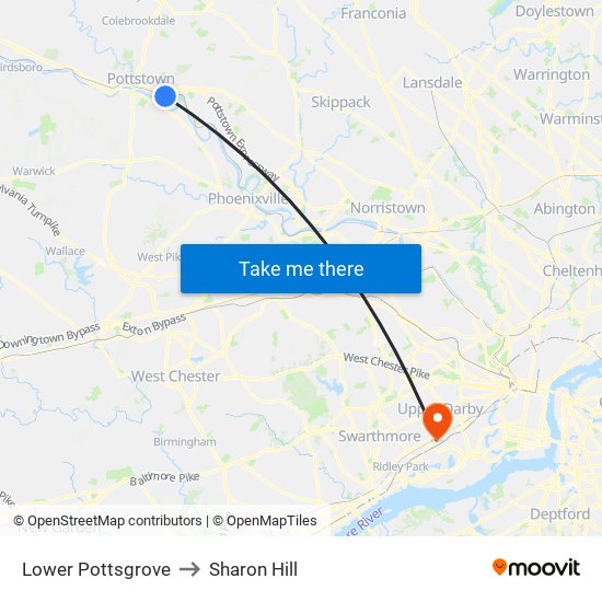 Lower Pottsgrove to Sharon Hill map