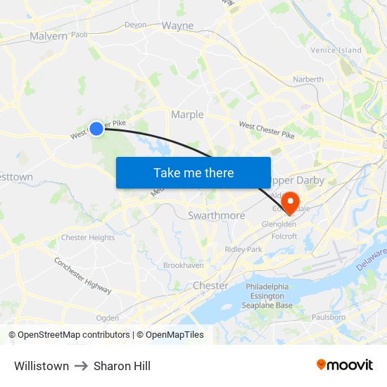 Willistown to Sharon Hill map