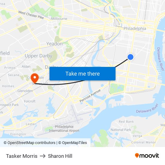 Tasker Morris to Sharon Hill map