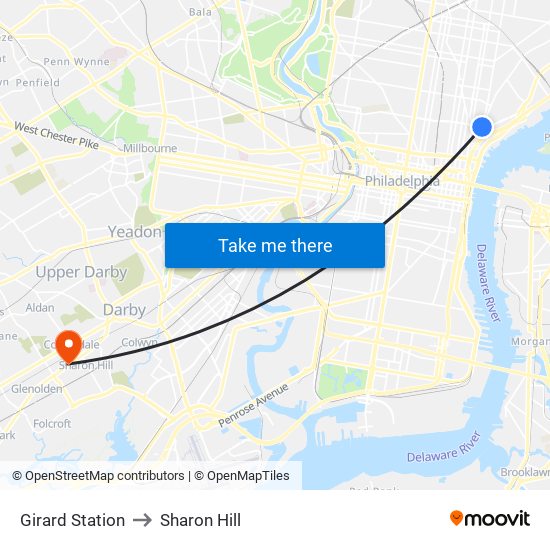 Girard Station to Sharon Hill map