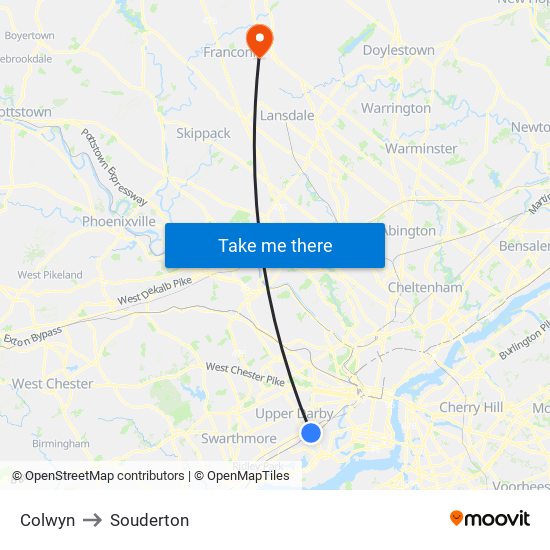 Colwyn to Souderton map