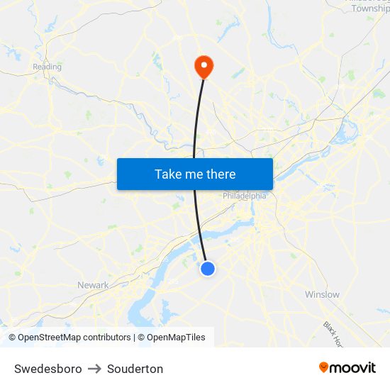 Swedesboro to Souderton map