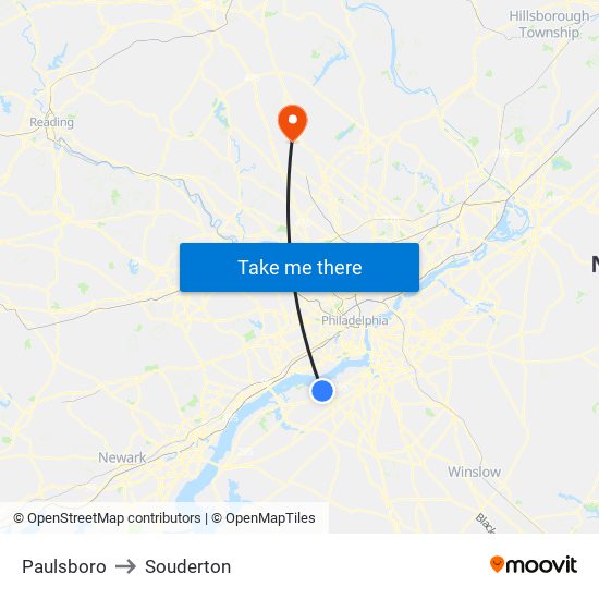 Paulsboro to Souderton map