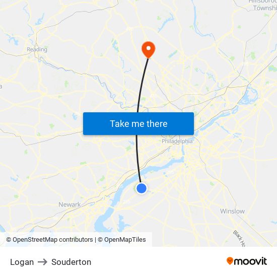 Logan to Souderton map