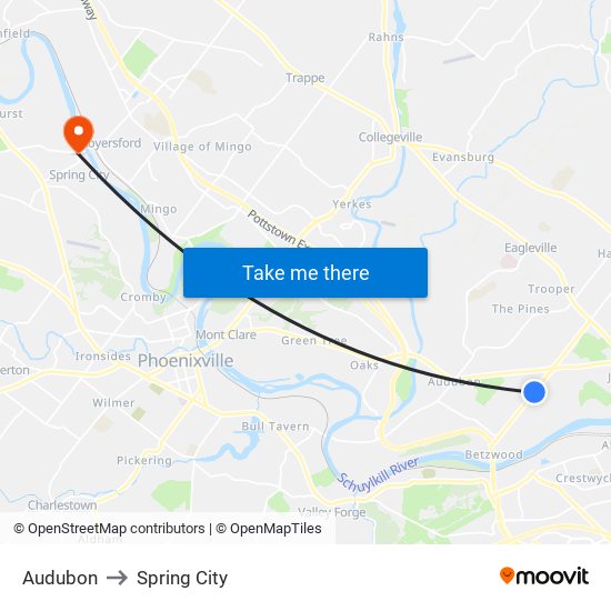 Audubon to Spring City map