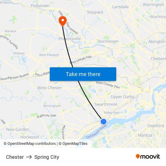 Chester to Spring City map