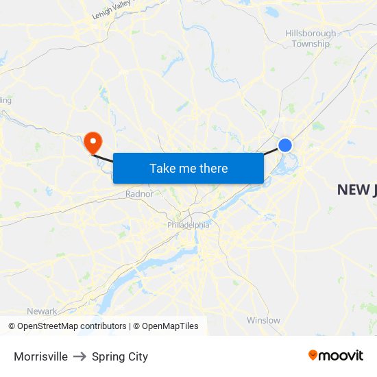 Morrisville to Spring City map