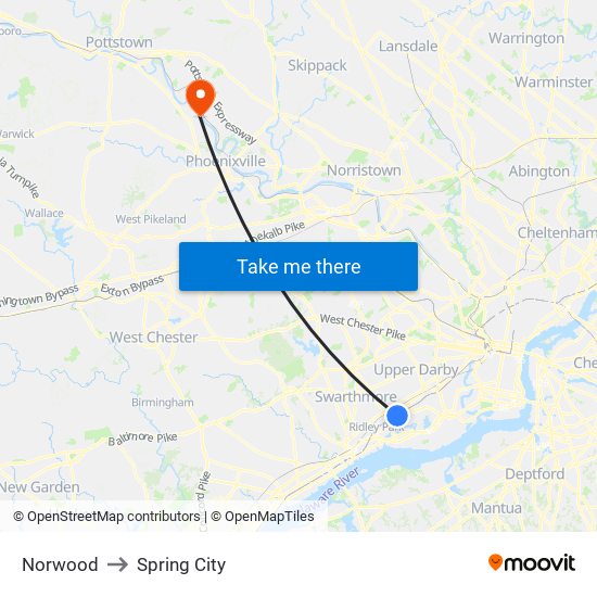 Norwood to Spring City map