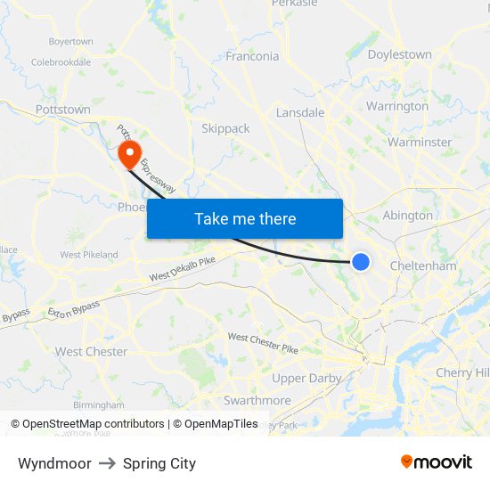Wyndmoor to Spring City map