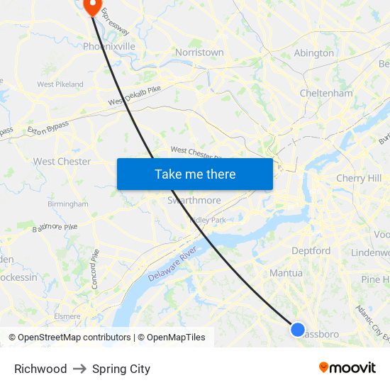 Richwood to Spring City map