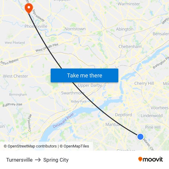 Turnersville to Spring City map