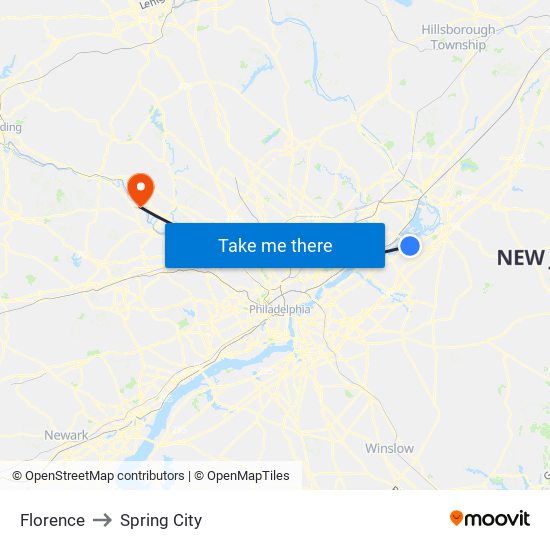 Florence to Spring City map