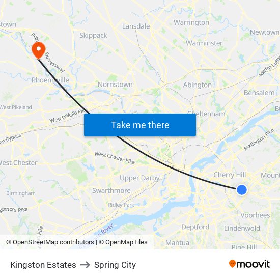 Kingston Estates to Spring City map