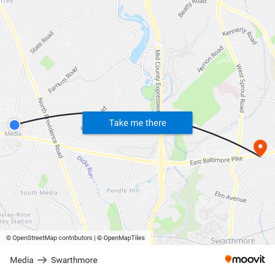 Media to Swarthmore map