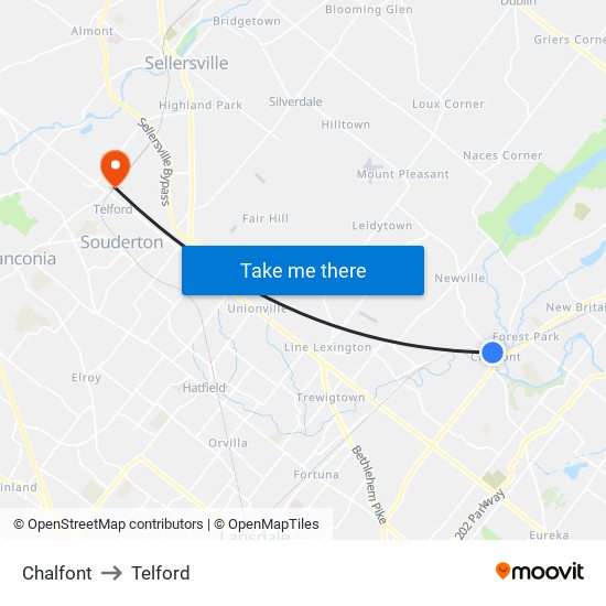 Chalfont to Telford map