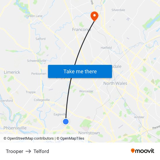 Trooper to Telford map