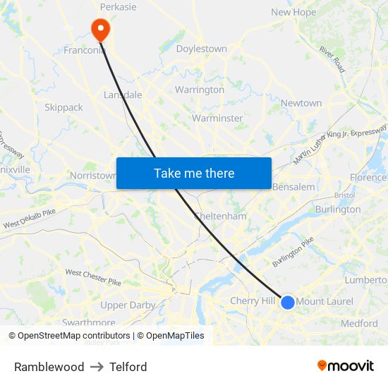 Ramblewood to Telford map