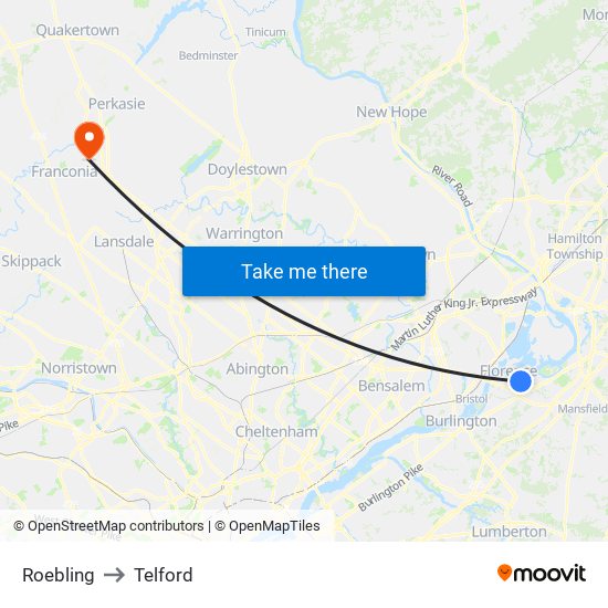 Roebling to Telford map