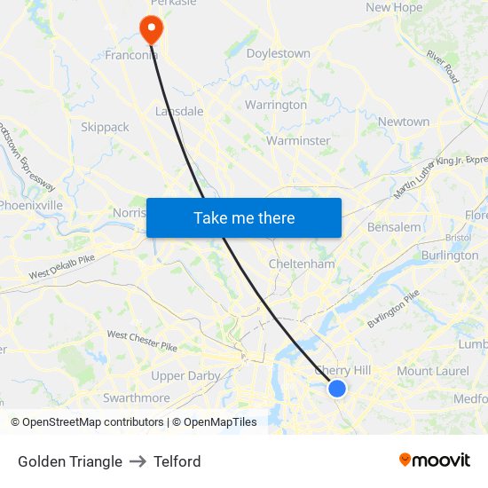 Golden Triangle to Telford map