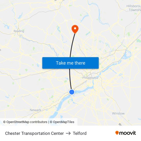 Chester Transportation Center to Telford map