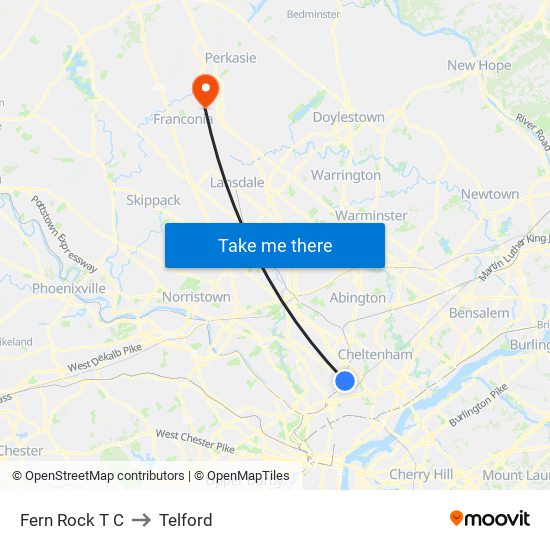 Fern Rock T C to Telford map