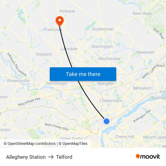 Allegheny Station to Telford map