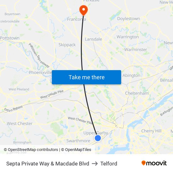 Septa Private Way & Macdade Blvd to Telford map