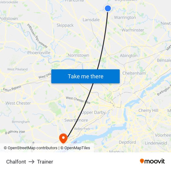 Chalfont to Trainer map