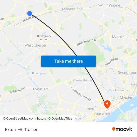 Exton to Trainer map