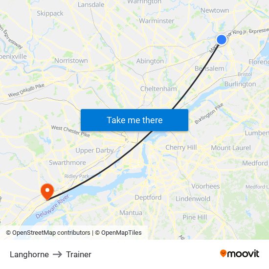 Langhorne to Trainer map