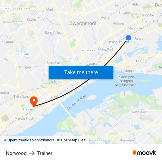 Norwood to Trainer map