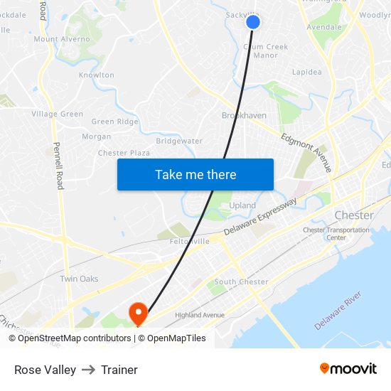 Rose Valley to Trainer map