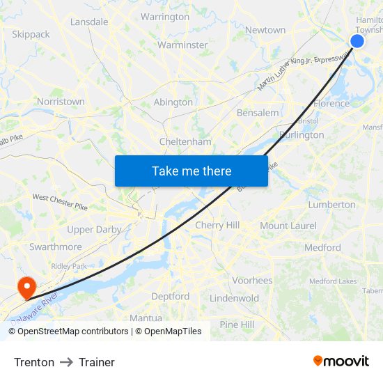 Trenton to Trainer map
