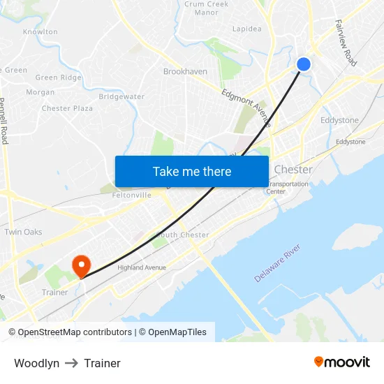 Woodlyn to Trainer map