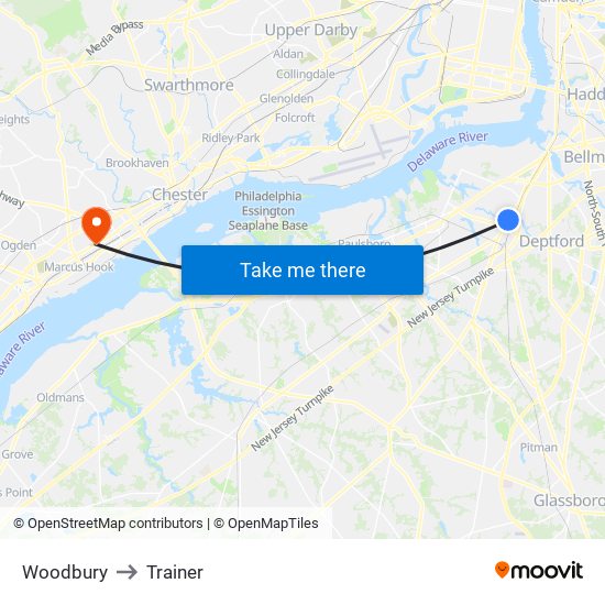 Woodbury to Trainer map