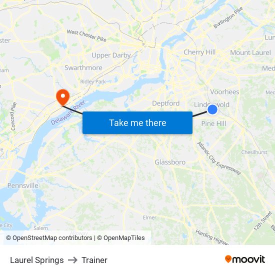 Laurel Springs to Trainer map