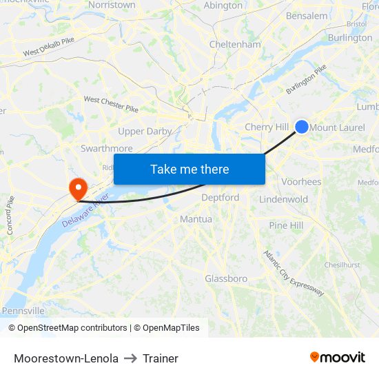 Moorestown-Lenola to Trainer map