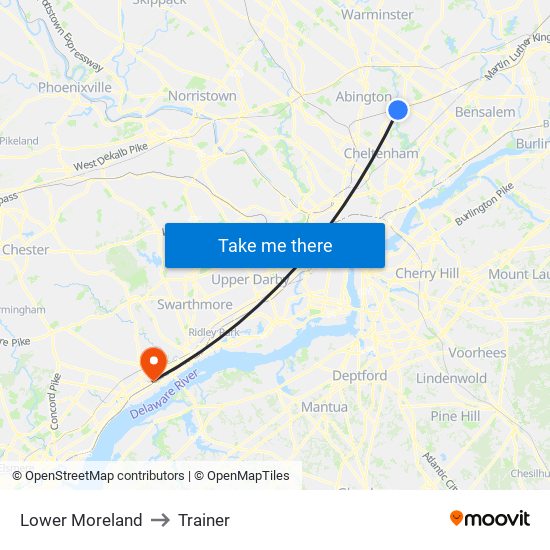 Lower Moreland to Trainer map