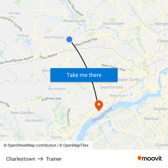 Charlestown to Trainer map