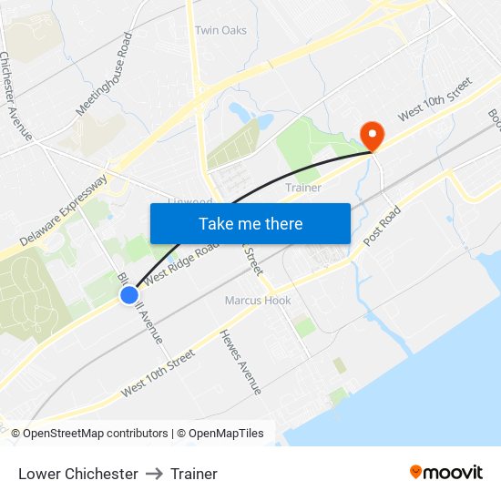 Lower Chichester to Trainer map