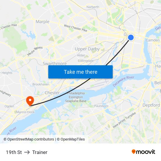 19th St to Trainer map