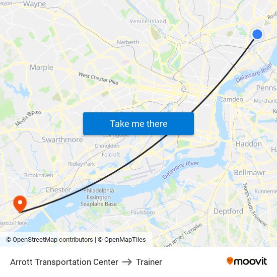 Arrott Transportation Center to Trainer map