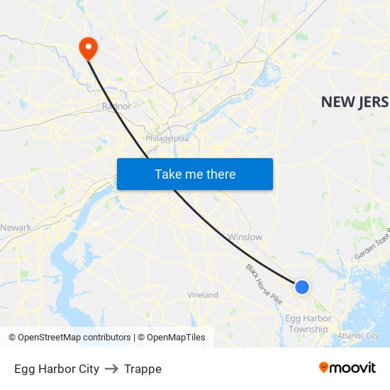 Egg Harbor City to Trappe map