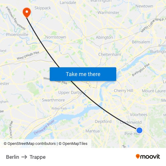 Berlin to Trappe map