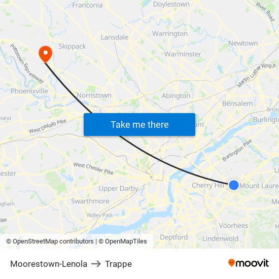 Moorestown-Lenola to Trappe map