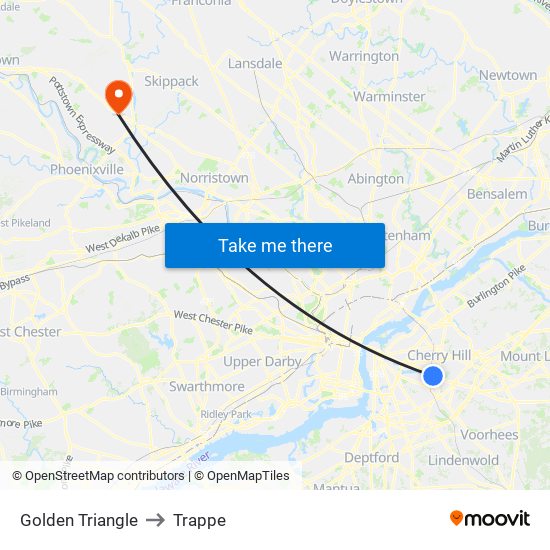 Golden Triangle to Trappe map