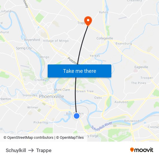 Schuylkill to Trappe map